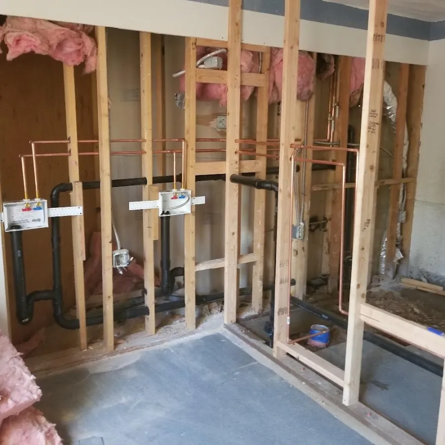 Copper pipe rough-in and plumbing installation in Silver Spring